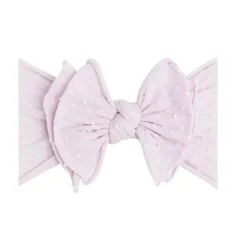 Baby Bling Bows Shabby Dot Fab-Bow-Lous Soft Nylon Bow Headband - Thistle/White dot