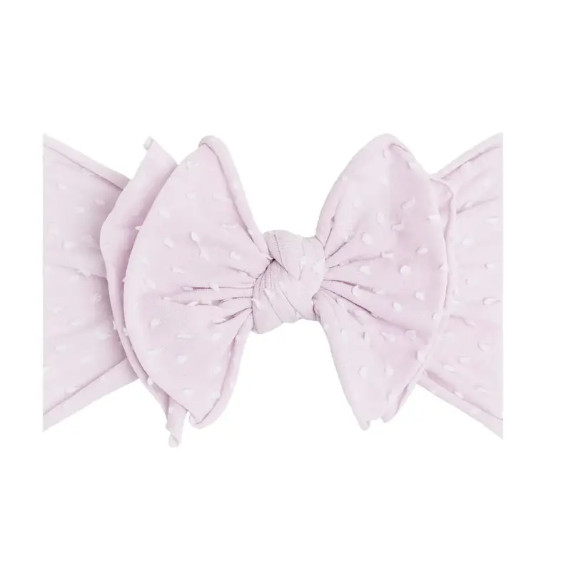 Baby Bling Bows Shabby Dot Fab-Bow-Lous Soft Nylon Bow Headband - Thistle/White dot