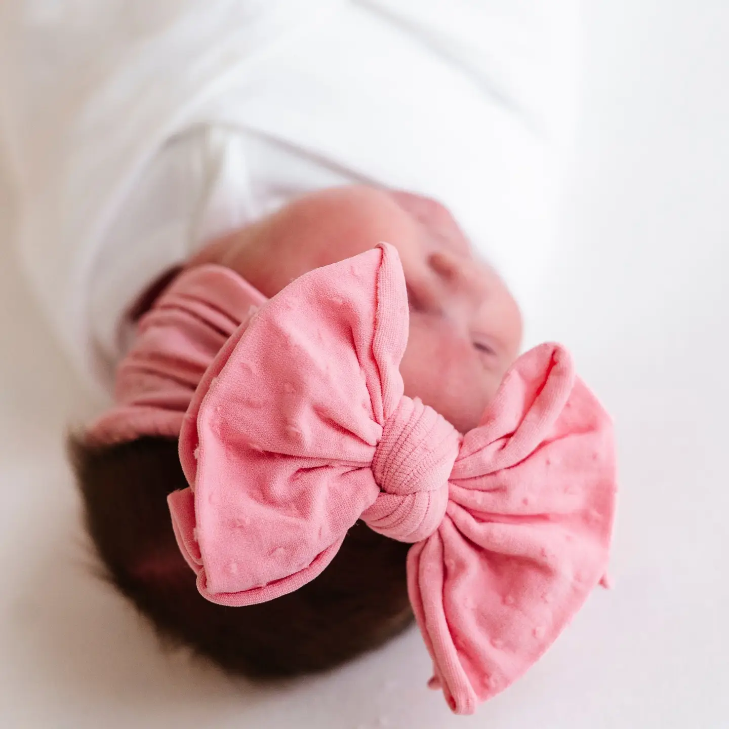 Baby Bling Bows Shabby Dot Fab-Bow-Lous Soft Nylon Bow Headband - Zinnia/Pink dot
