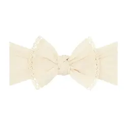 Baby Bling Bows The Original Knot Soft Nylon Headband - Oatmeal Lace