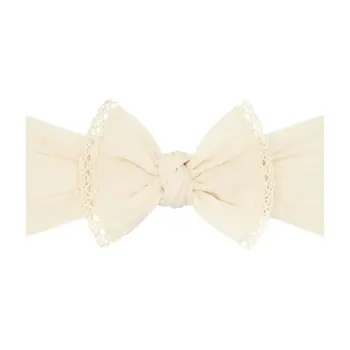 Baby Bling Bows The Original Knot Soft Nylon Headband - Oatmeal Lace
