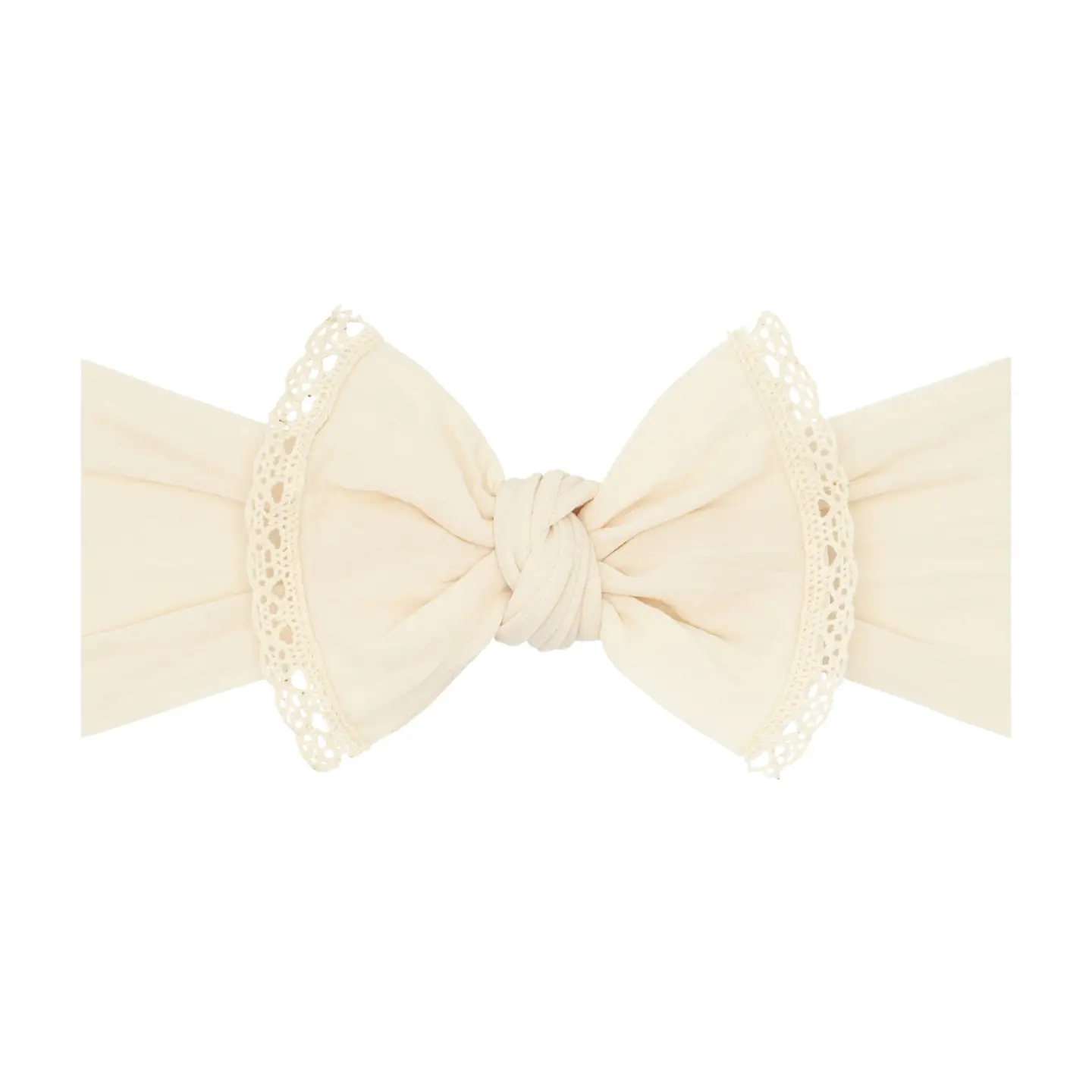 Baby Bling Bows The Original Knot Soft Nylon Headband - Oatmeal Lace