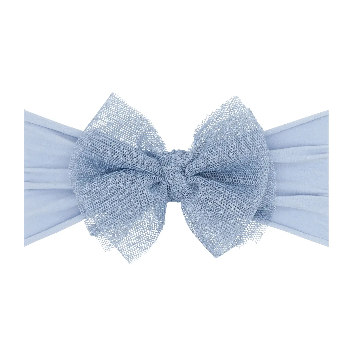 Baby Bling Bows Tulle Fab Soft Nylon Headband with Tulle Bow - Dusty Blue Dot
