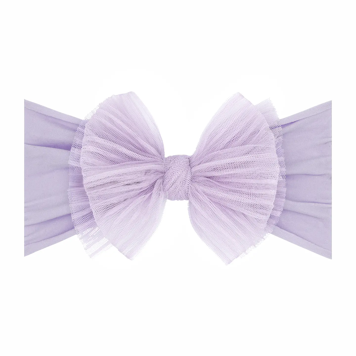 Baby Bling Bows Tulle Fab Soft Nylon Headband with Tulle Bow - Pleated Light Orchid
