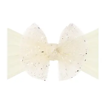 Baby Bling Bows Tulle Fab Soft Nylon Headband with Tulle Bow - Princess Ivory