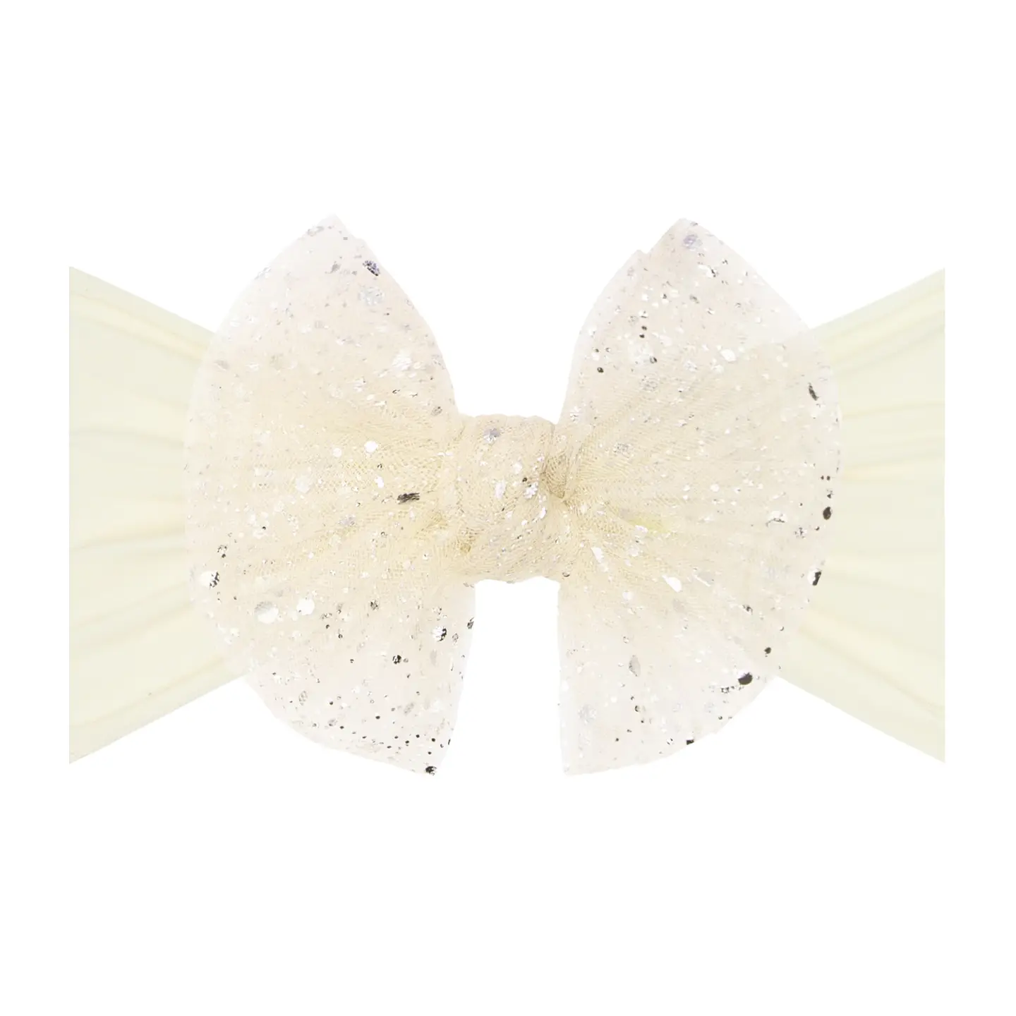 Baby Bling Bows Tulle Fab Soft Nylon Headband with Tulle Bow - Princess Ivory
