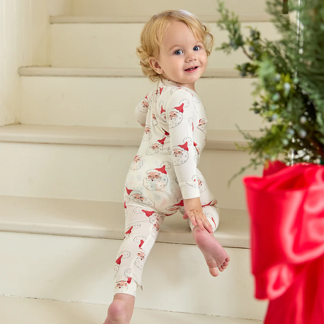 Pink Chicken Pink Chicken Bamboo Small Santas Romper