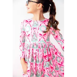 Mila & Rose Mila & Rose Jingle Bows L/S Pocket Twirl Dress