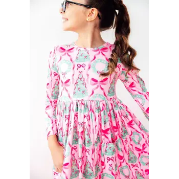 Mila & Rose Mila & Rose Jingle Bows L/S Pocket Twirl Dress