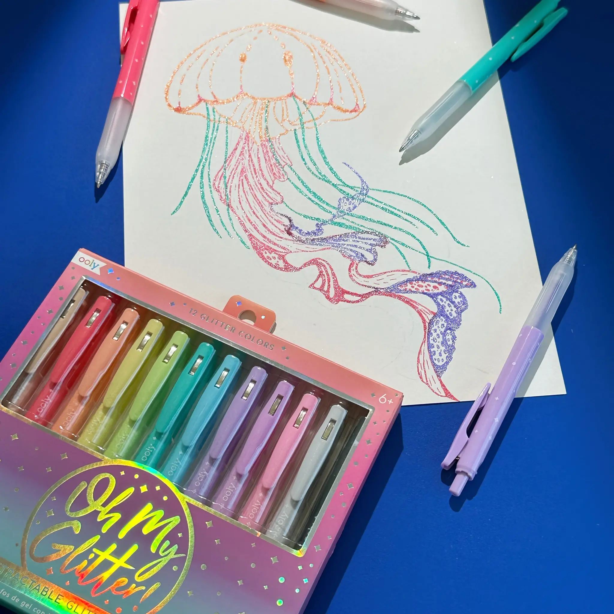 ooly Oh My Glitter! Retractable Glitter Gel Pens - Set of 12