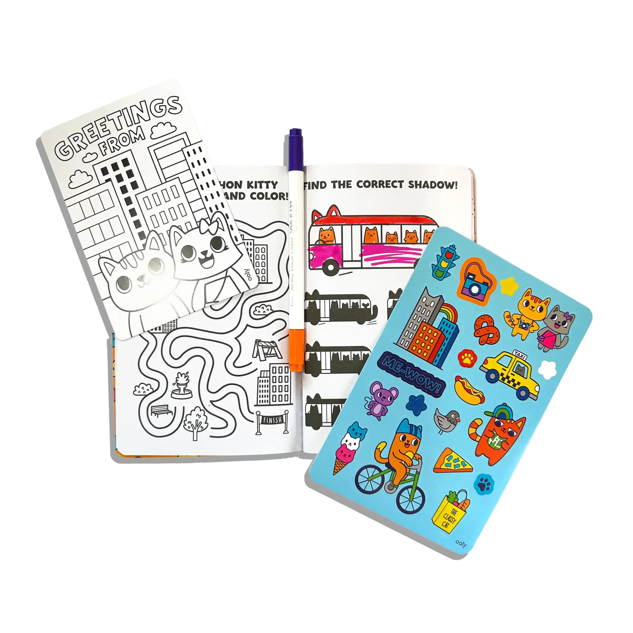 ooly Let's Go!: Activity & Coloring Kit - Kitty In The City