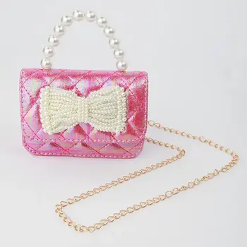 Hot Pink Shimmer Pearl Bow Purse