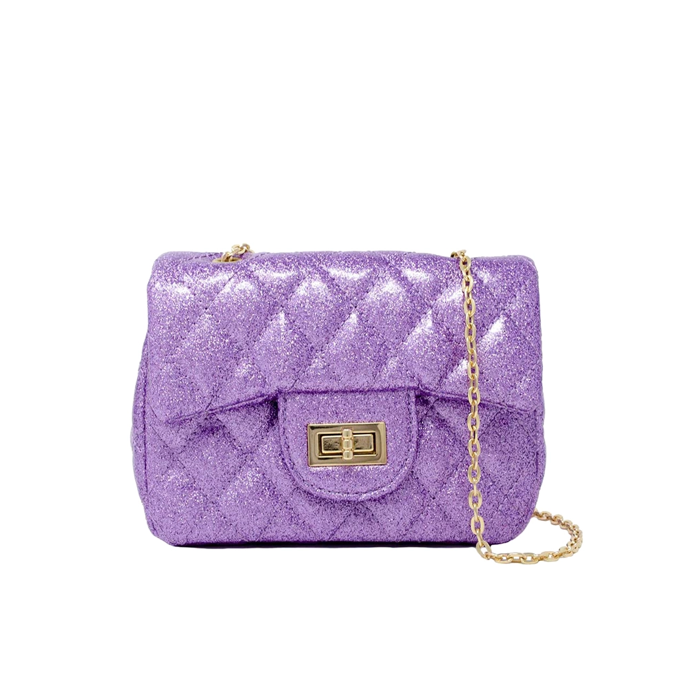 Classic Quilted Sparkle Mini Bag- Purple