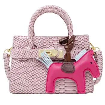 Crocodile Pony Handbag -Pink