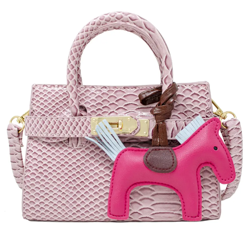 Crocodile Pony Handbag -Pink