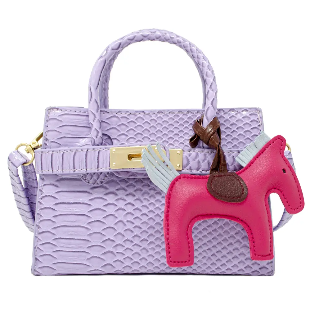 Crocodile Pony Handbag -Lavender