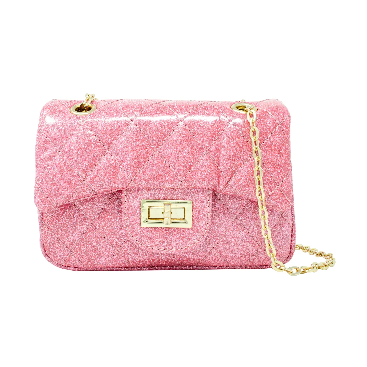 Classic Quilted Sparkle Mini Bag- Pink