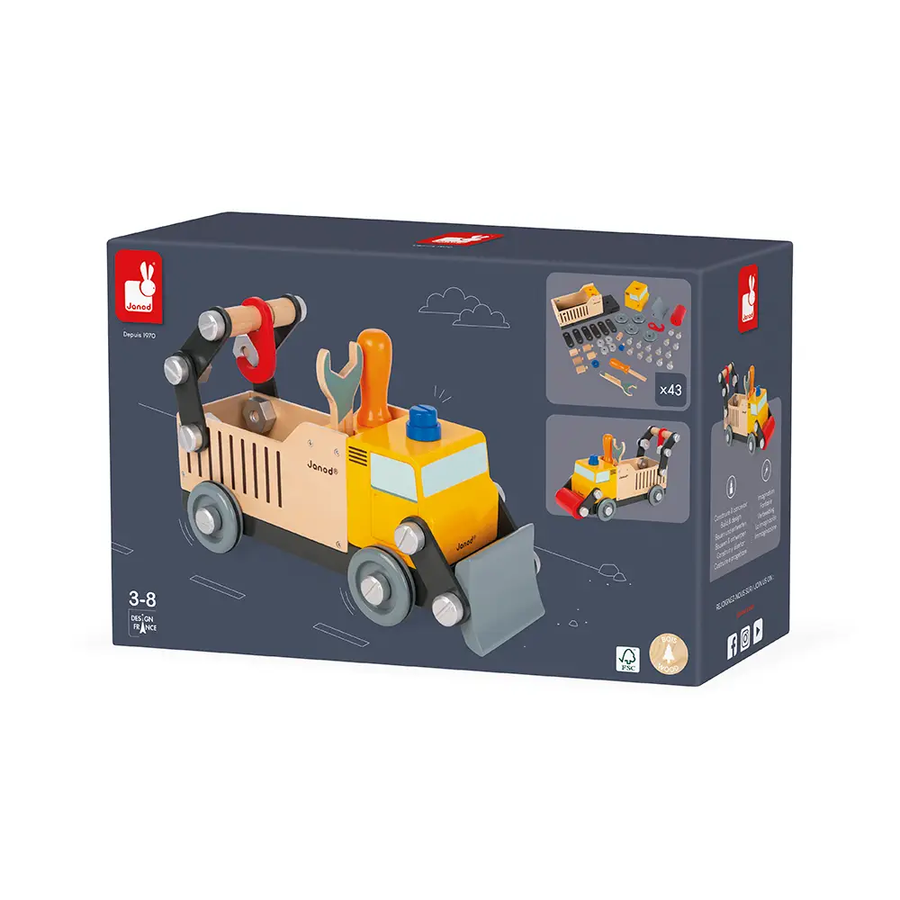 Janod Janod Brico' Kids -Construction Truck - 2 toys in 1: Build & Play
