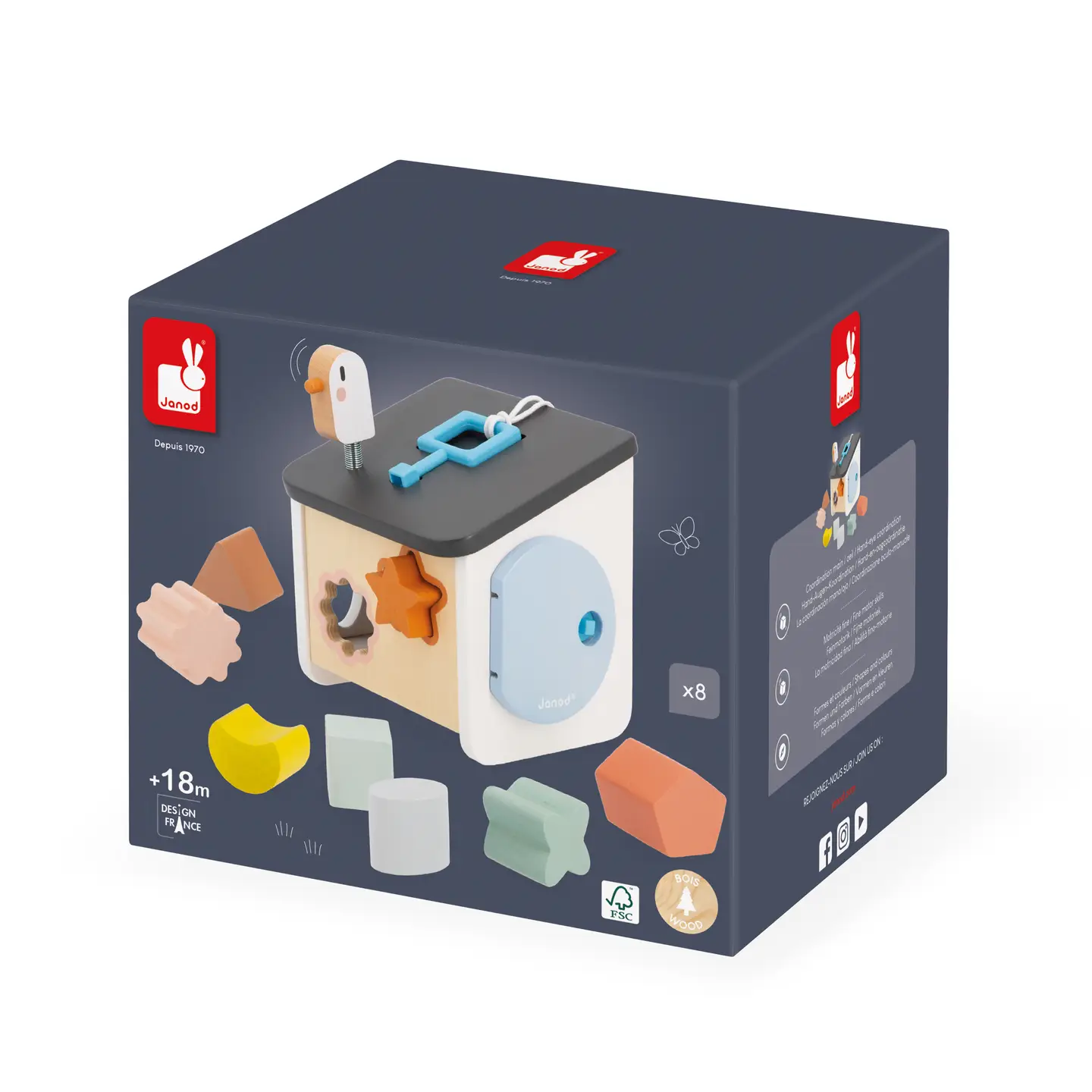 Janod Janod Sweet Cocoon-Bird House Shape Sorter