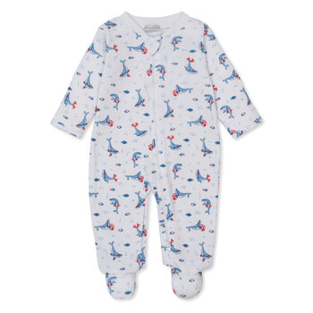 kissy kissy Kissy Kissy PJs Tropical Whales Zip Footie