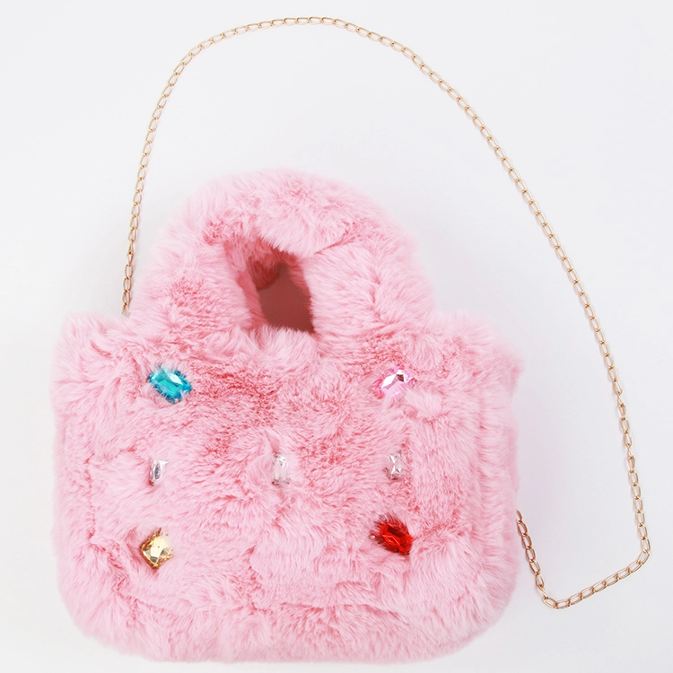Fur Jewel Purse-Blush Pink