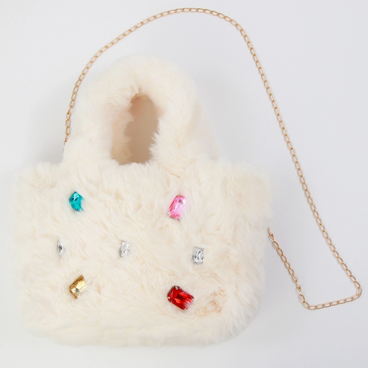 Fur Jewel Purse-Cream