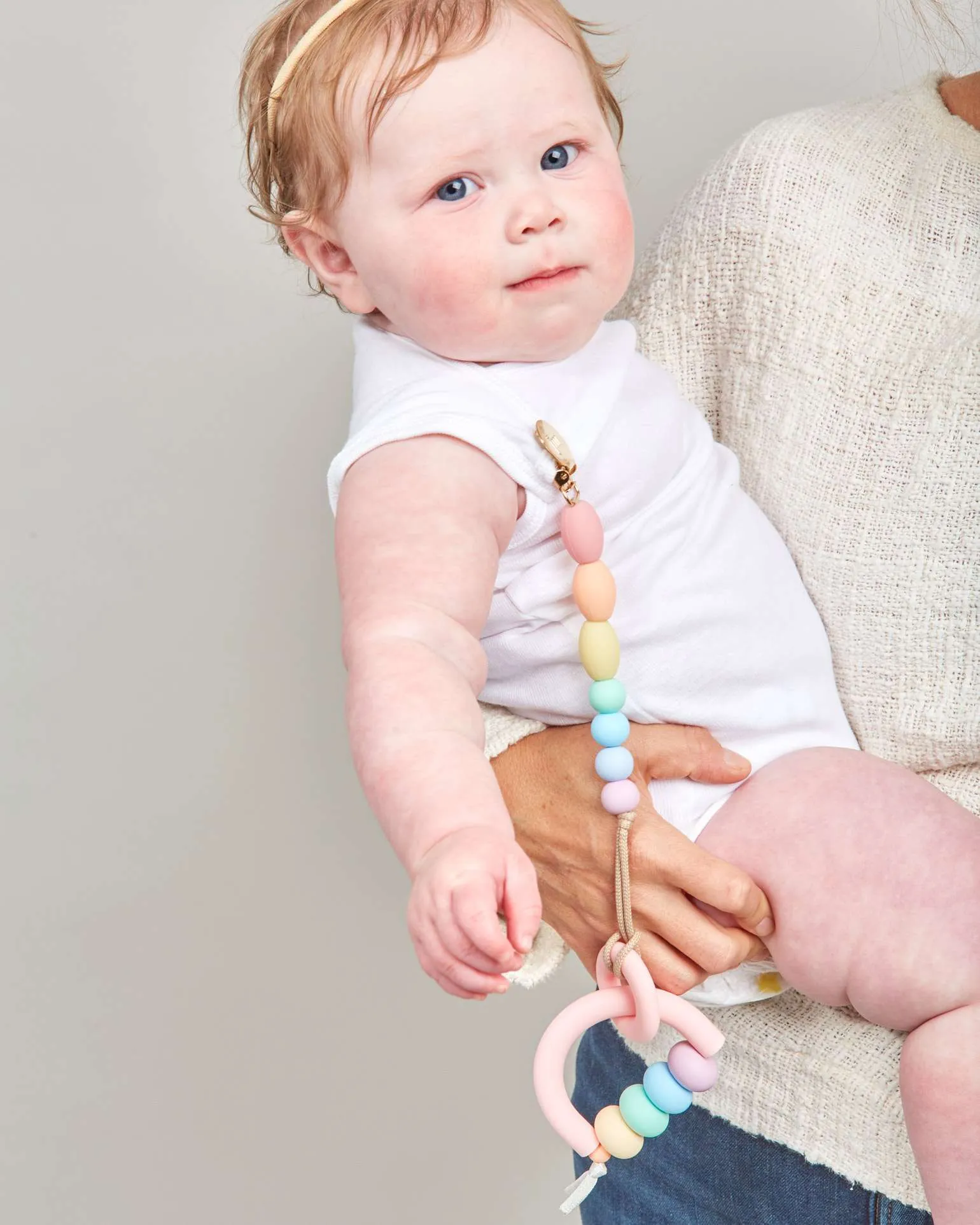 January Moon January Moon Rainbow Sherbet Teether Clip