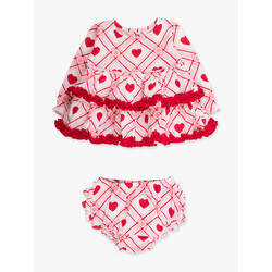 RuffleButts Rufflebutts Long Sleeve Tiered Ruffle Swing Top & Bloomer Set