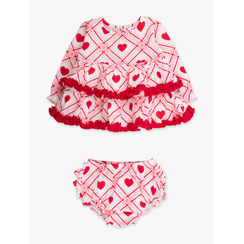 RuffleButts Rufflebutts Long Sleeve Tiered Ruffle Swing Top & Bloomer Set