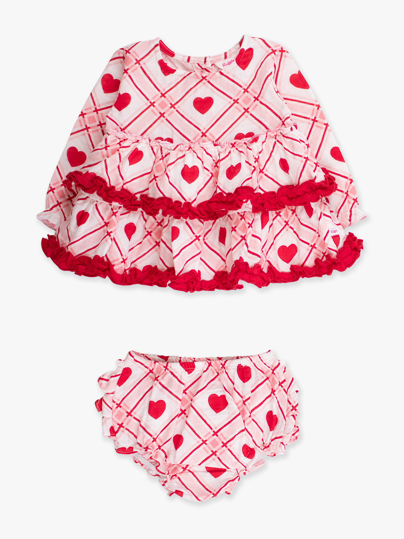 RuffleButts Rufflebutts Long Sleeve Tiered Ruffle Swing Top & Bloomer Set