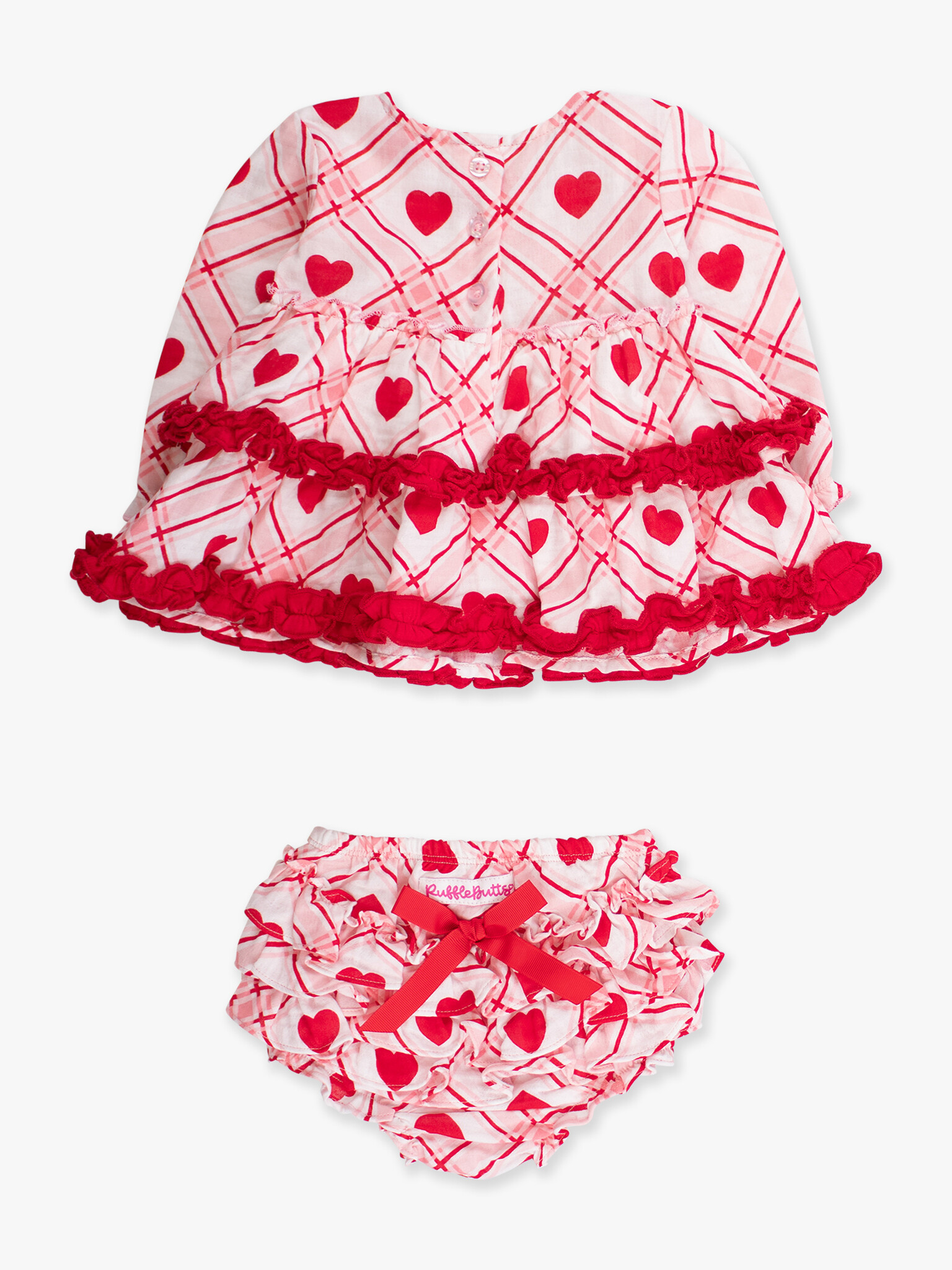 RuffleButts Rufflebutts Long Sleeve Tiered Ruffle Swing Top & Bloomer Set