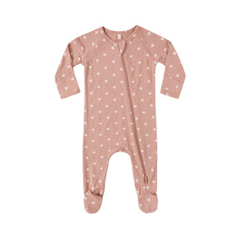 Quincy Mae Quincy Mae Bamboo Hearts Zip Footie