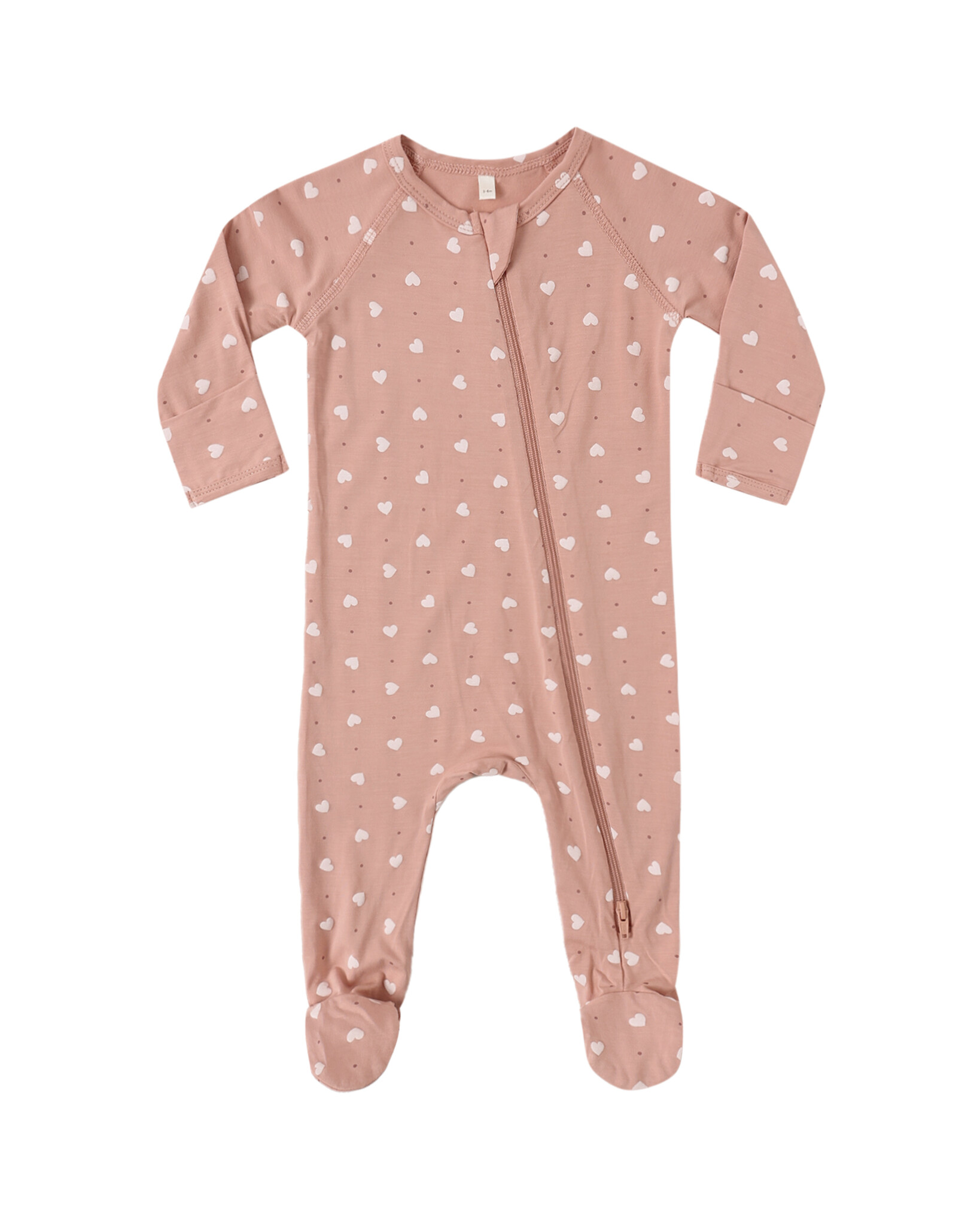 Quincy Mae Quincy Mae Bamboo Hearts Zip Footie