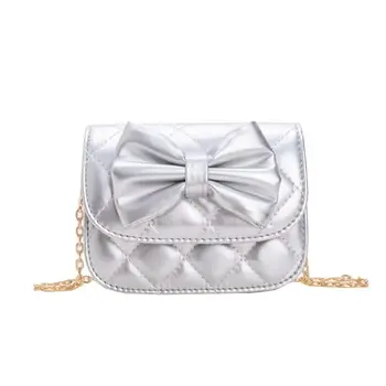 Silver Metallic Bow Purse