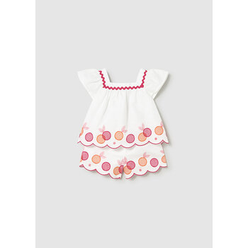 Mayoral Mayoral Embroidered Bermuda Set