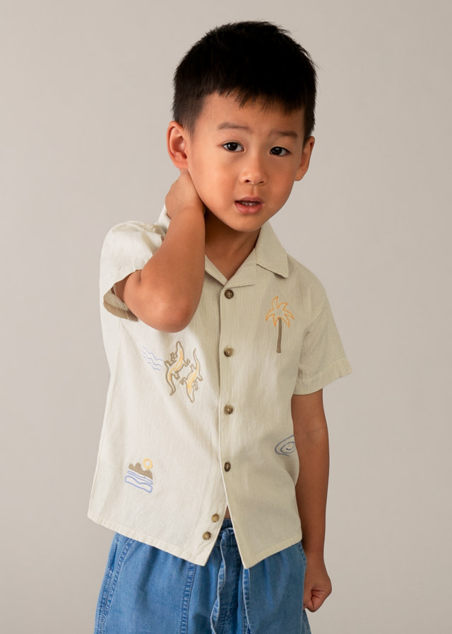 Mayoral Mayoral Beach Embroidery Button Up Shirt