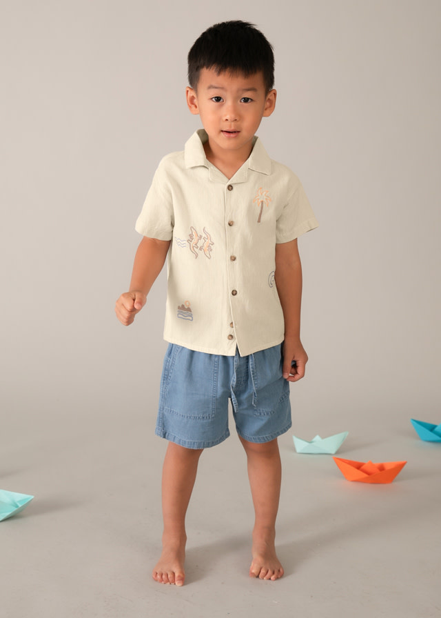 Mayoral Mayoral Beach Embroidery Button Up Shirt
