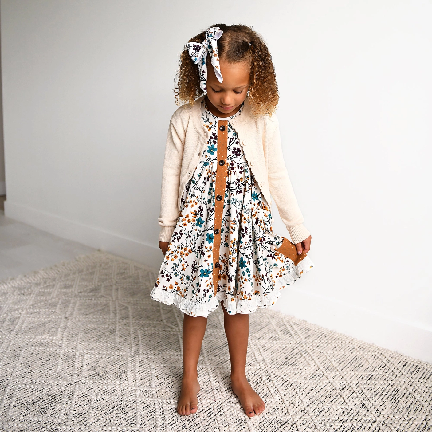 gigi and max Scalloped Cream Cardigan