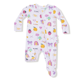 Angel Dear Angel Dear My Funny Valentine Zipper  Ruffle Back Footie