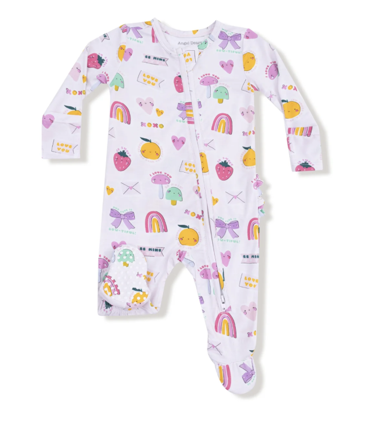 Angel Dear Angel DearMy Funny Valentine Zipper  Ruffle Back Footie