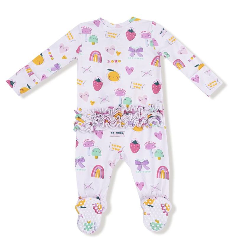 Angel Dear Angel DearMy Funny Valentine Zipper  Ruffle Back Footie