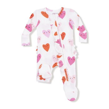 Angel Dear Angel Dear Happy Hearts 2 Way Ruffle Zipper Footie