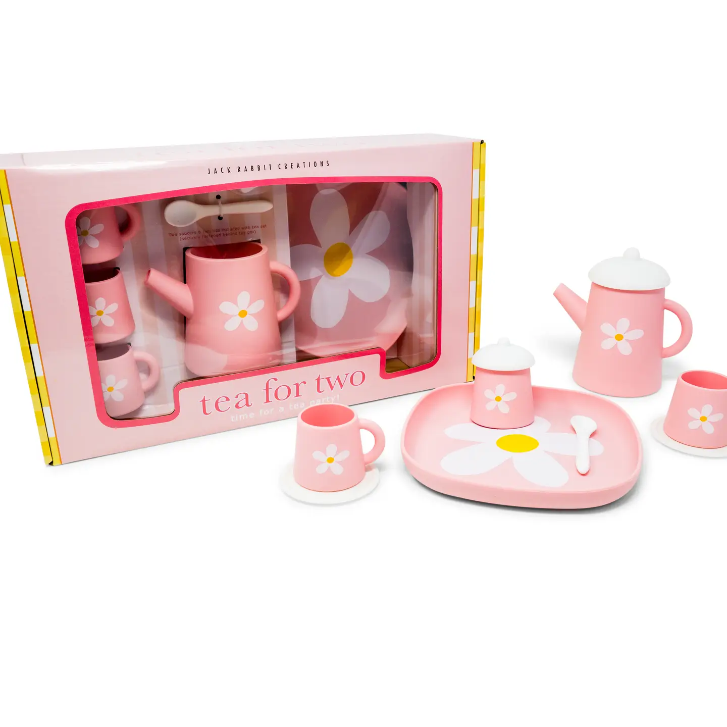 Jack Rabbit Creations Jack Rabbit Pink Silicone Tea Set: Flower Power
