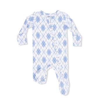 Angel Dear Angel Dear Blue Argyle 2 Way Zipper Footie