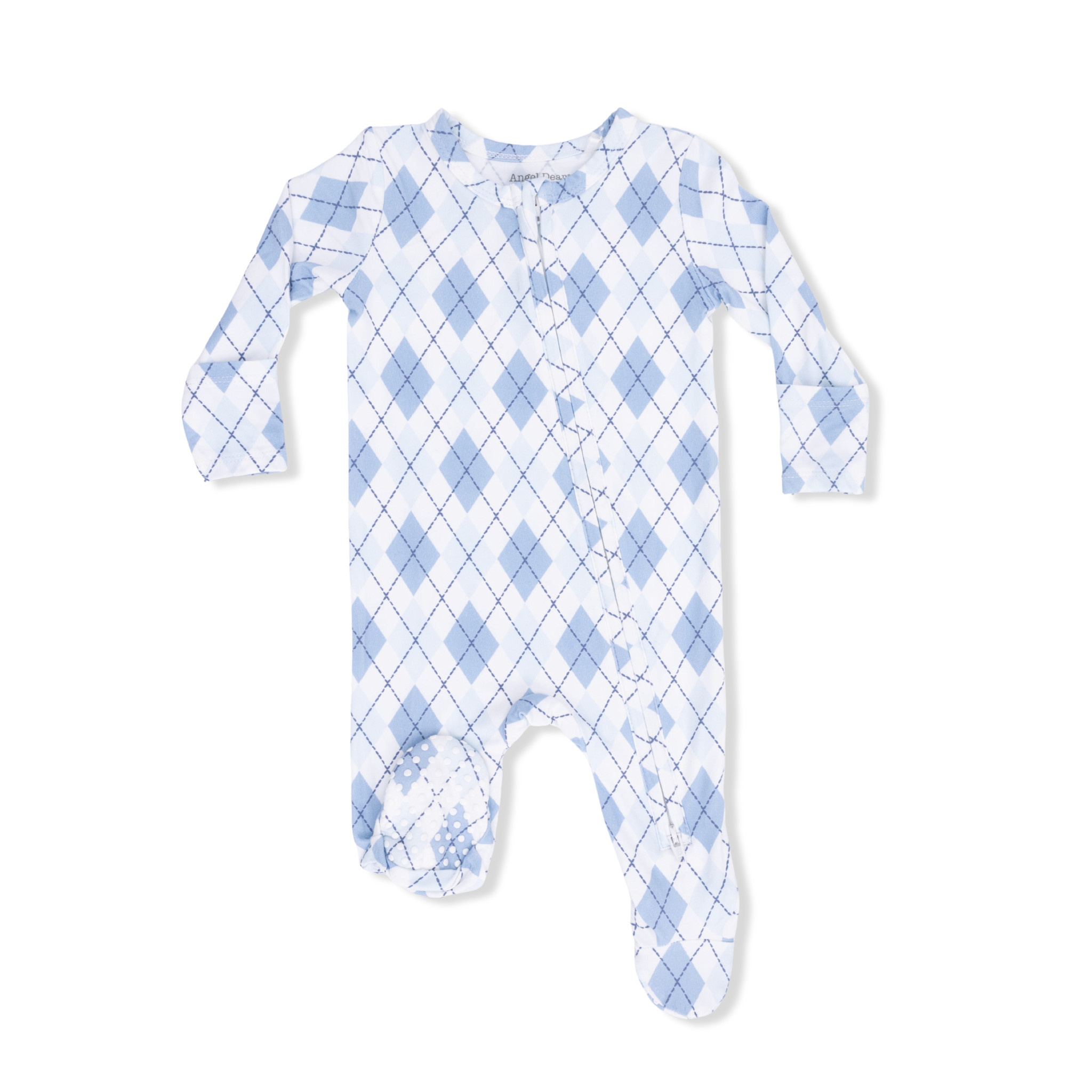 Angel Dear Angel Dear Blue Argyle 2 Way Zipper Footie