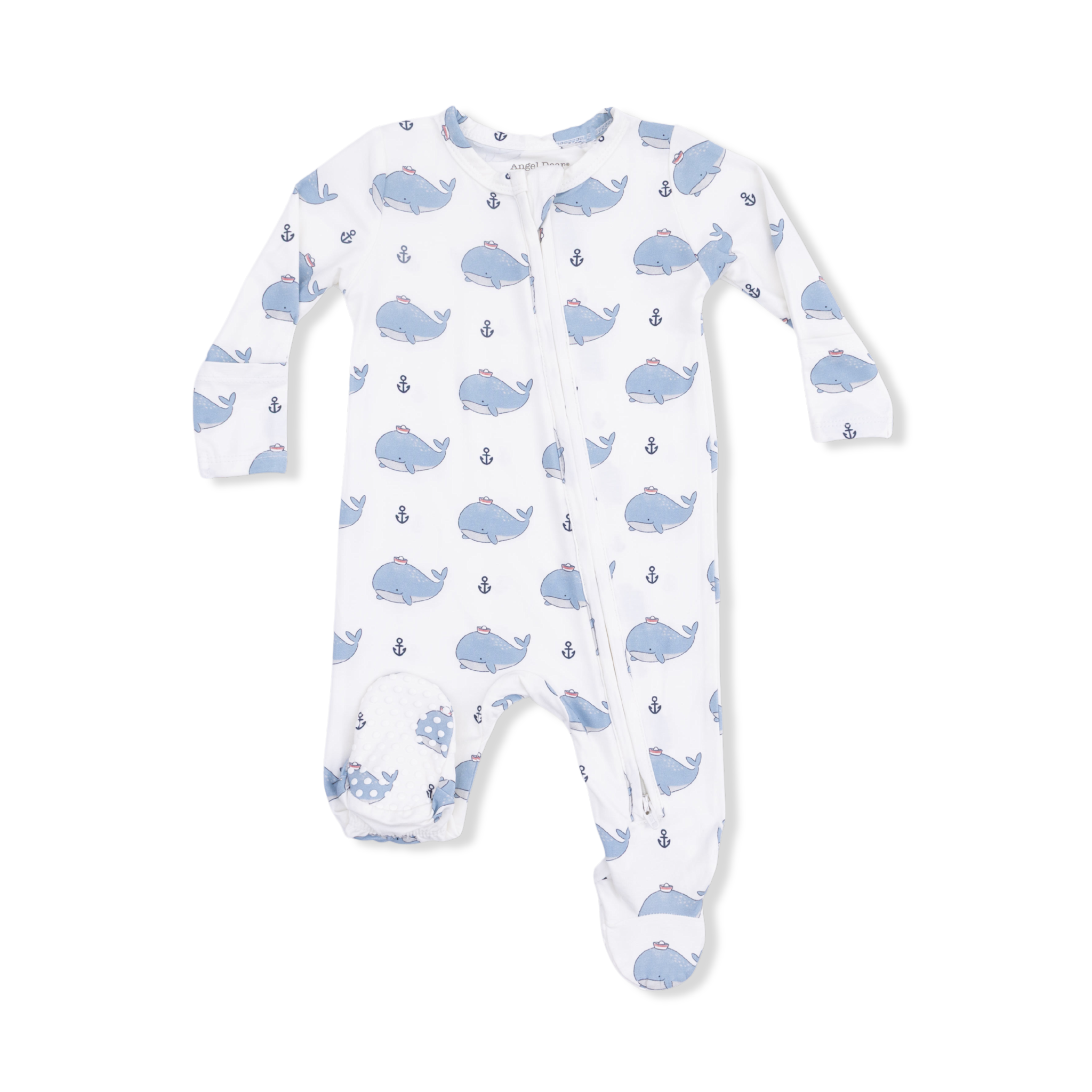 Angel Dear Angel Dear Bubbly Sailor Whales 2 Way Zipper Footie