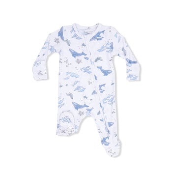 Angel Dear Angel Dear Watercolor Blue Whales 2 Way Zipper Footie