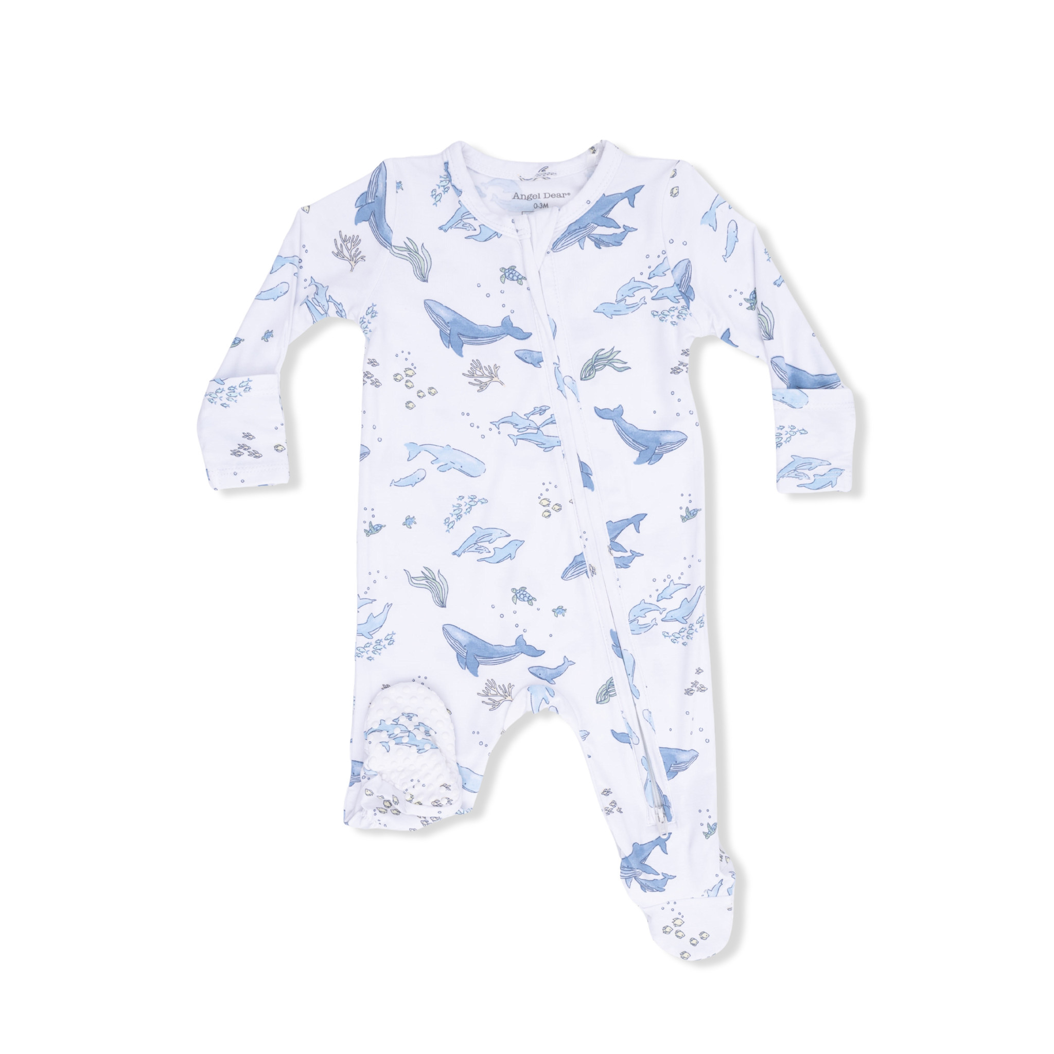 Angel Dear Angel Dear Watercolor Blue Whales 2 Way Zipper Footie