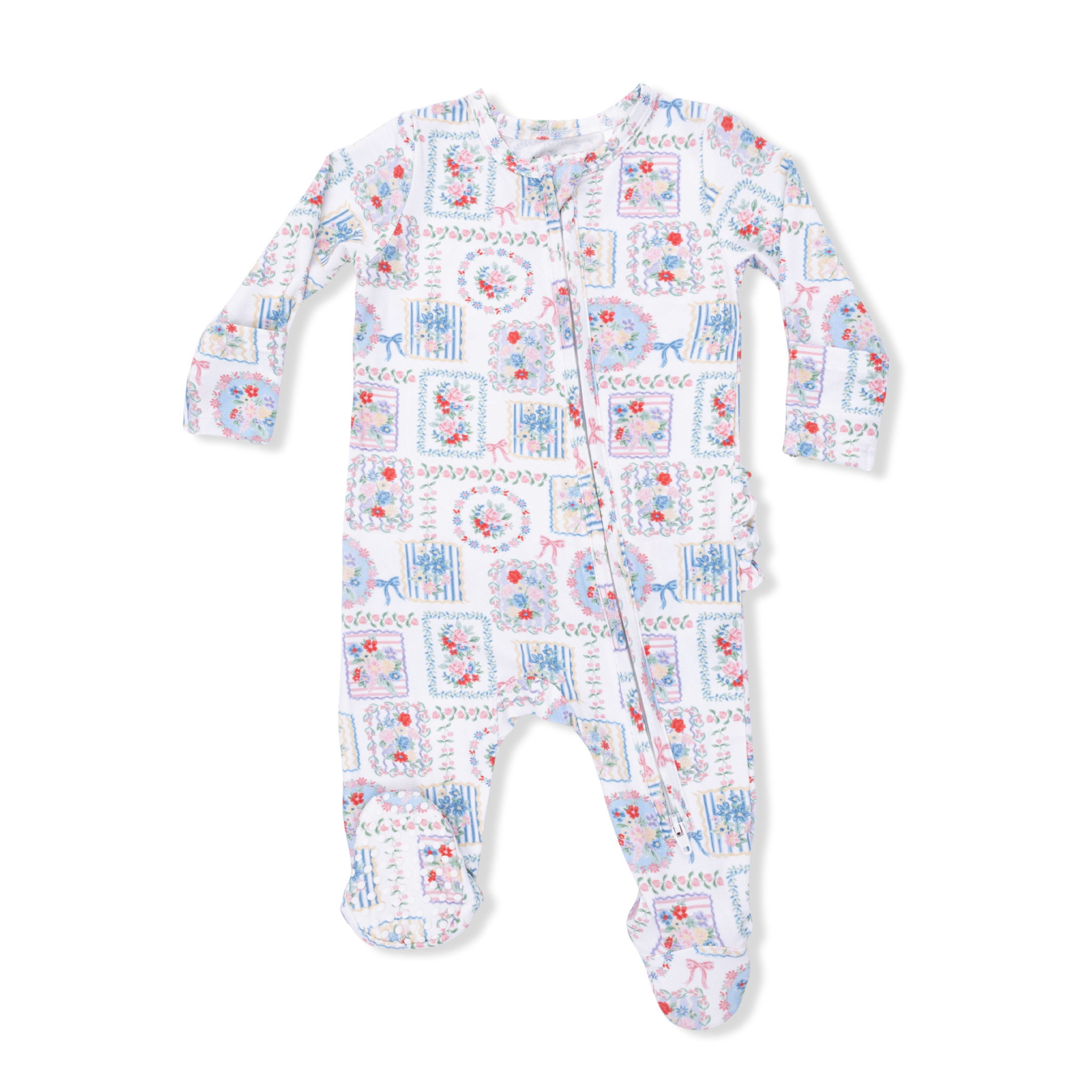 Angel Dear Angel Dear Julep's Floral Patchwork 2 Way Zipper Footie