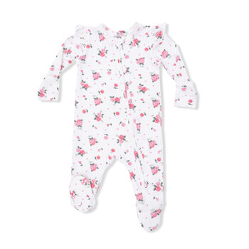 Angel Dear Angel Dear Pink Rosettes 2 Way Zipper Footie